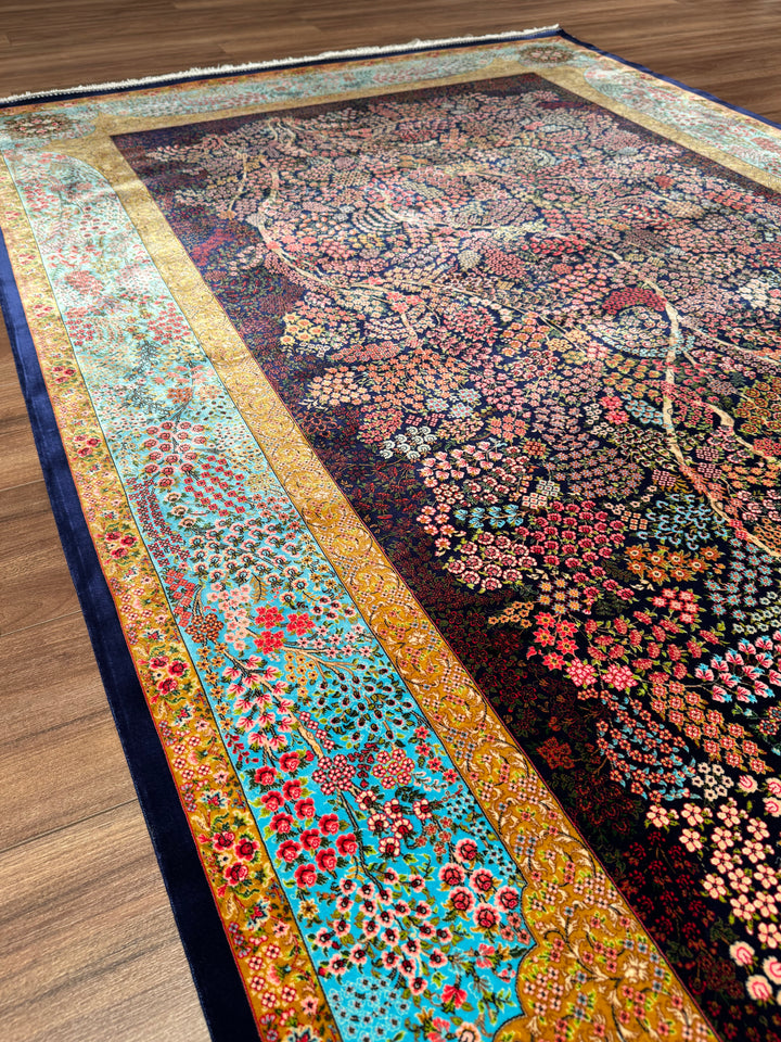 Iranian Tree of Life Multi-Color Modal Silk Rug 150x225 cm (3.38 square meters - 5x7 ft)