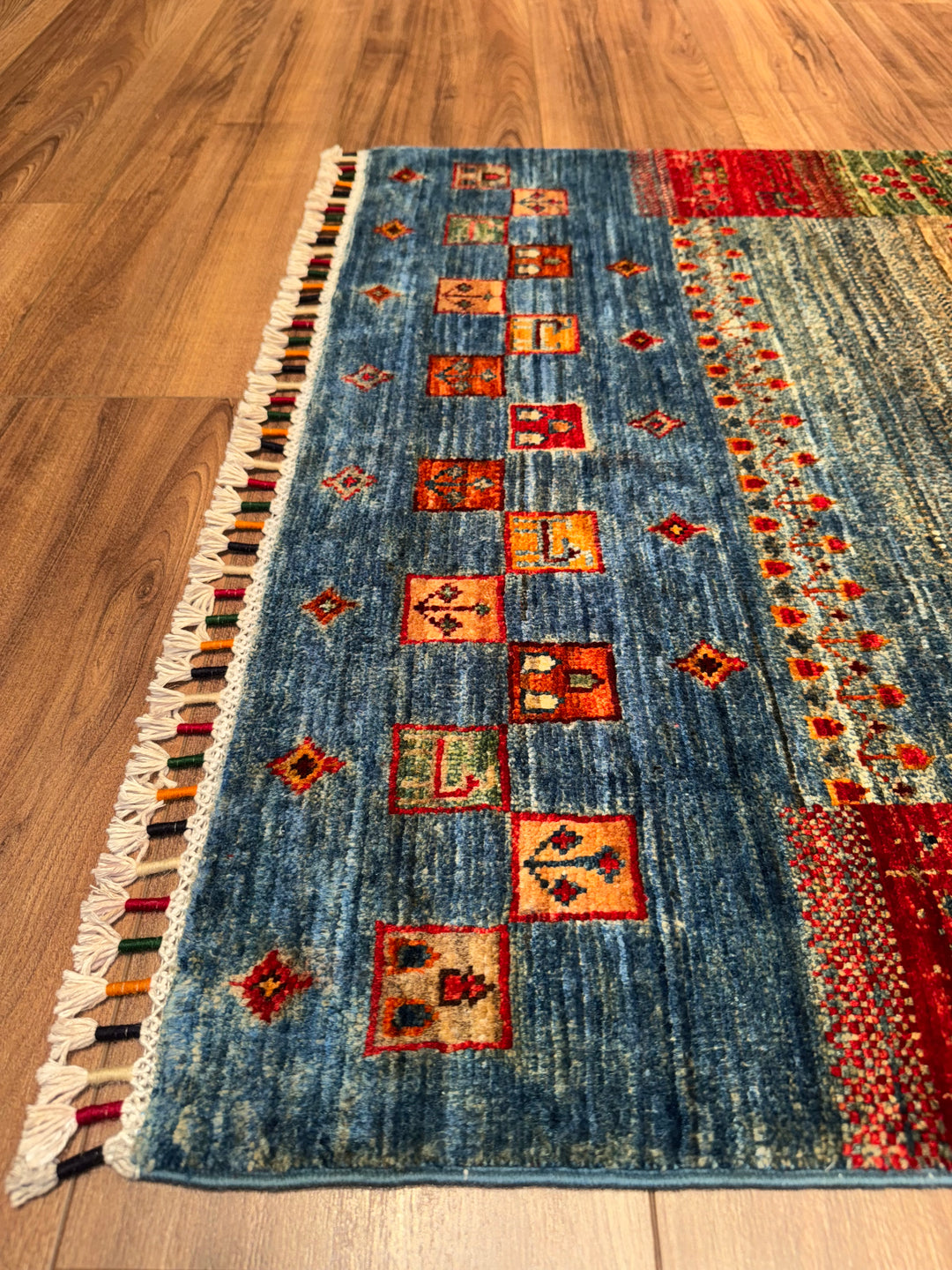 Khorjin Gabbe Desenli Orijinal El Dokuması Yolluk Multi Kök Boya Yün Halı 0.82x308 2.53 Metrekare - 3x10 ft