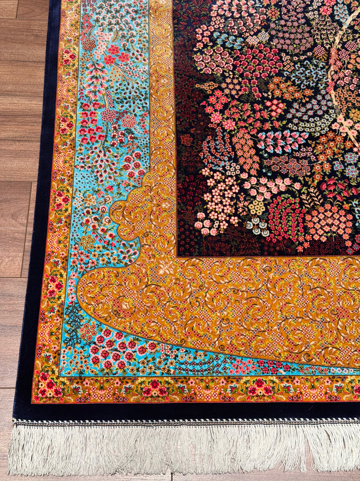 Iranian Tree of Life Multi-Color Modal Silk Rug 150x225 cm (3.38 square meters - 5x7 ft)