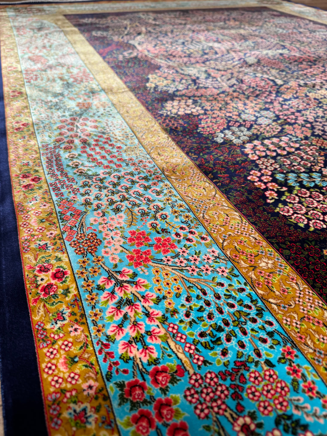 Iranian Tree of Life Multi-Color Modal Silk Rug 150x225 cm (3.38 square meters - 5x7 ft)