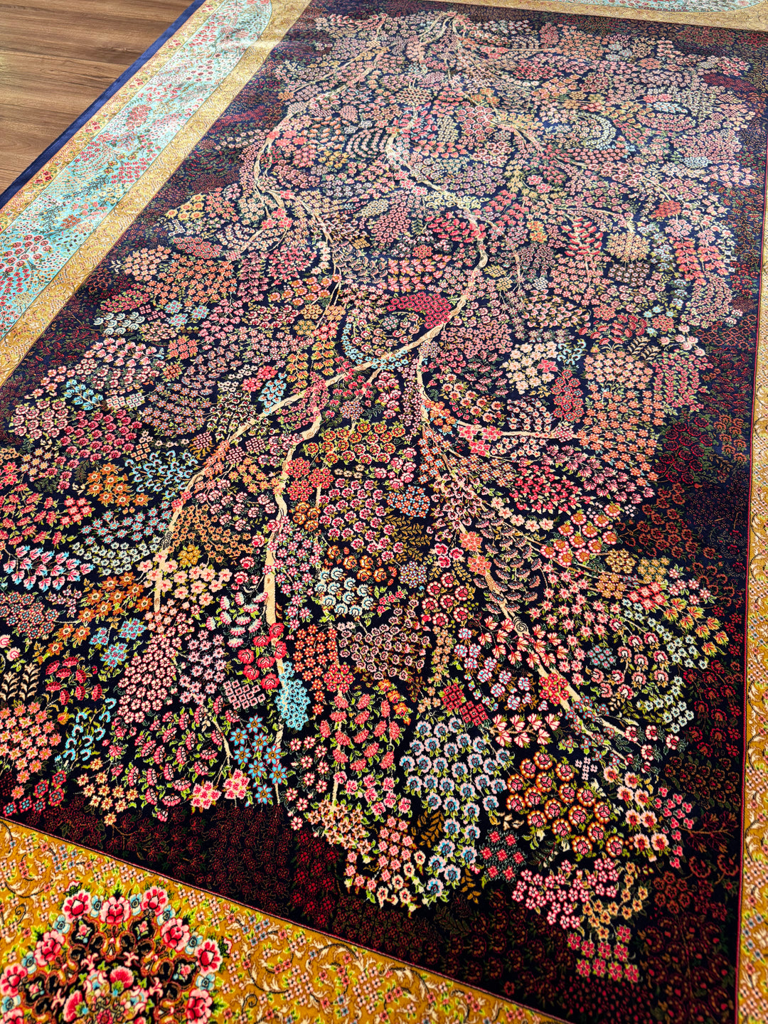 Iranian Tree of Life Multi-Color Modal Silk Rug 150x225 cm (3.38 square meters - 5x7 ft)