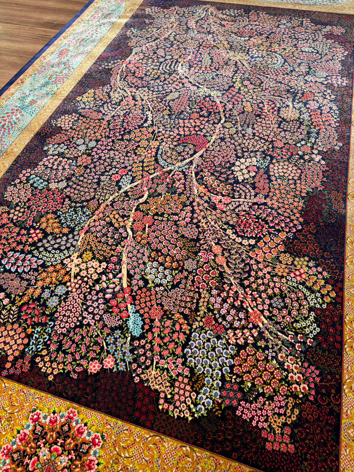 Iranian Tree of Life Multi-Color Modal Silk Rug 150x225 cm (3.38 square meters - 5x7 ft)