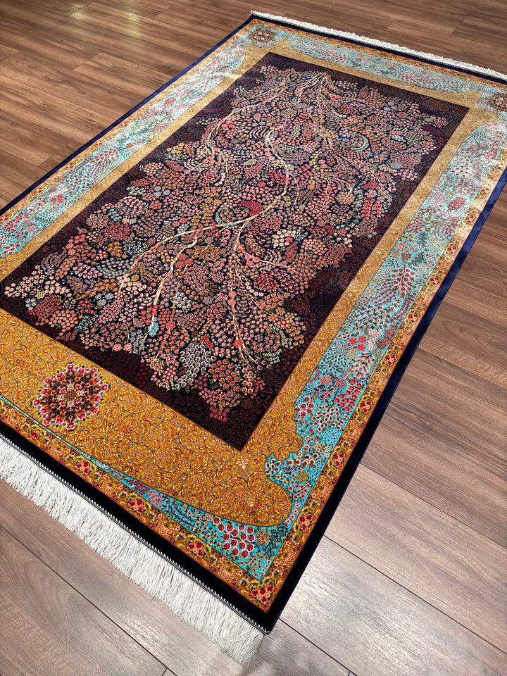 Iranian Tree of Life Multi-Color Modal Silk Rug 150x225 cm (3.38 square meters - 5x7 ft)