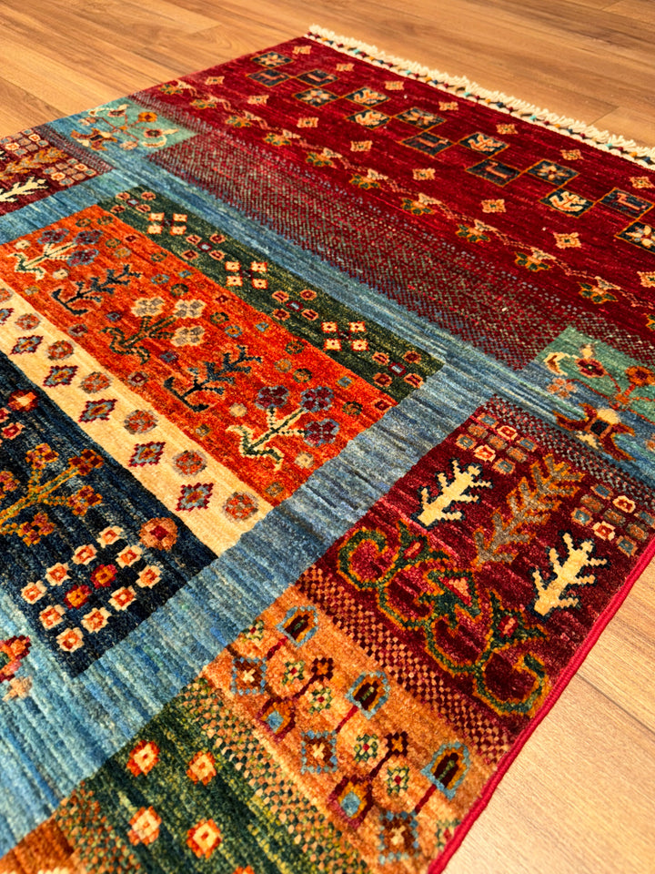 Khorjin Gabbe Desenli Orijinal El Dokuması Yolluk Multi Kök Boya Yün Halı 0.84x263 2.21 Metrekare - 3x8 ft