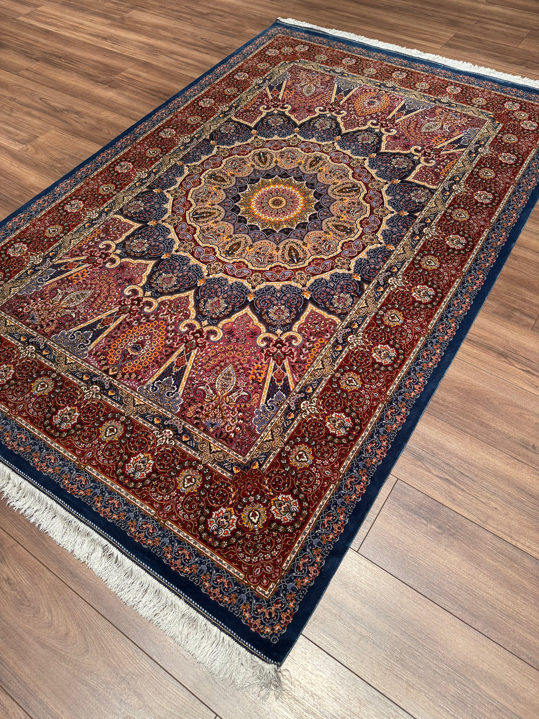Iranian Sultanahmet Blue Modal Silk Rug 150x225 cm (3.38 square meters) - 5x7 ft