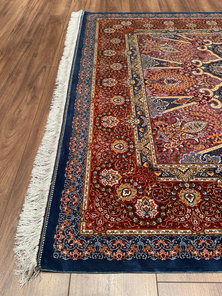 Iranian Sultanahmet Blue Modal Silk Rug 150x225 cm (3.38 square meters) - 5x7 ft