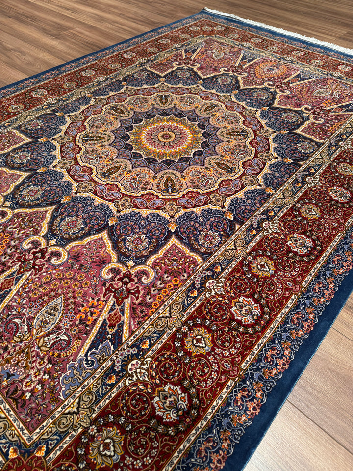 Iranian Sultanahmet Blue Modal Silk Rug 150x225 cm (3.38 square meters) - 5x7 ft