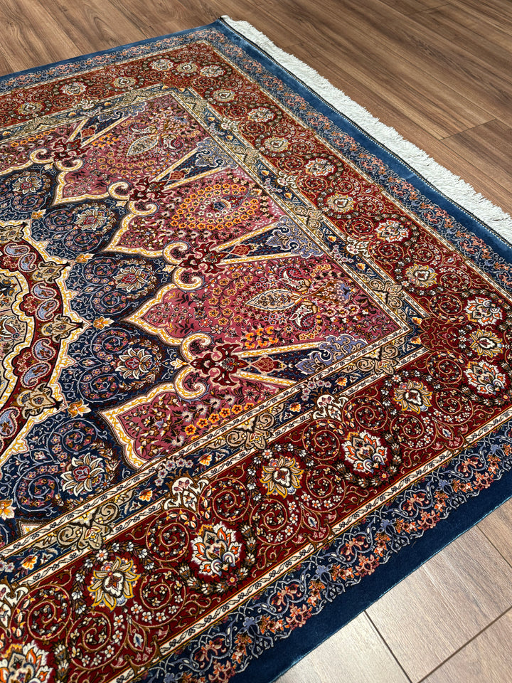 Iranian Sultanahmet Blue Modal Silk Rug 150x225 cm (3.38 square meters) - 5x7 ft