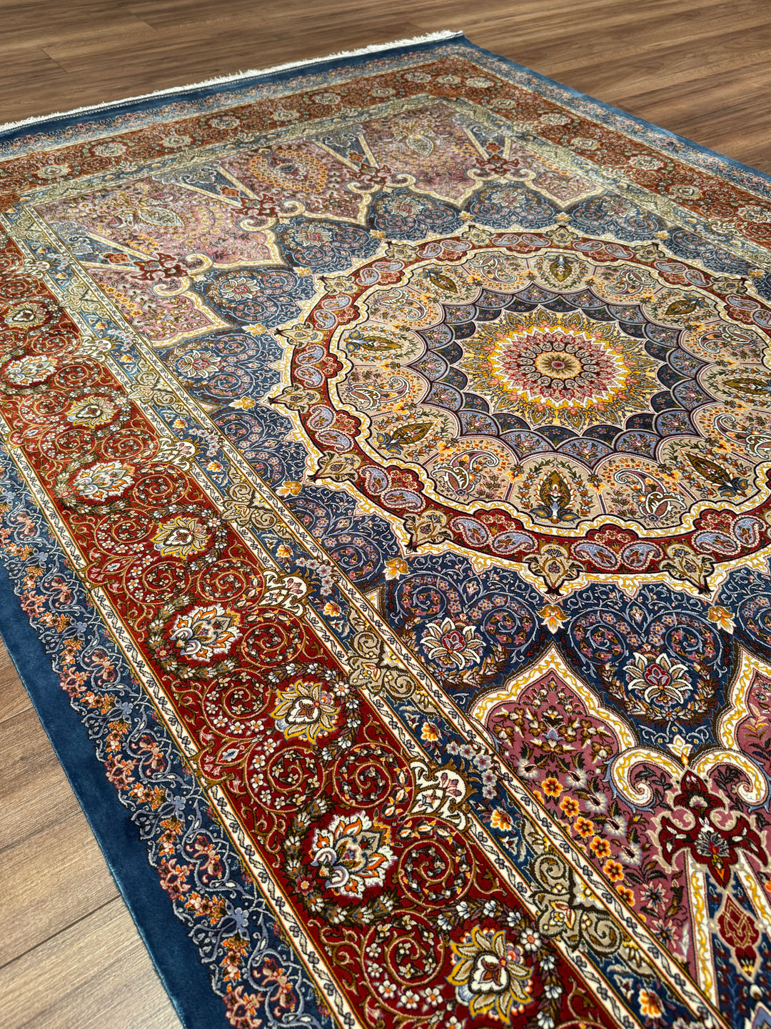 Iranian Sultanahmet Blue Modal Silk Rug 150x225 cm (3.38 square meters) - 5x7 ft