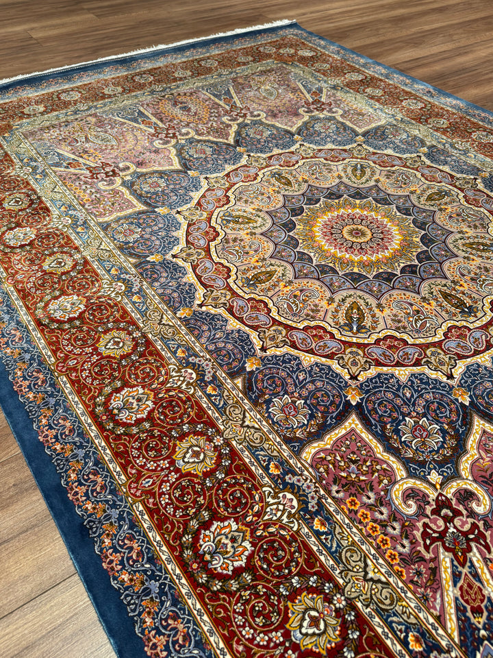 Iranian Sultanahmet Blue Modal Silk Rug 150x225 cm (3.38 square meters) - 5x7 ft