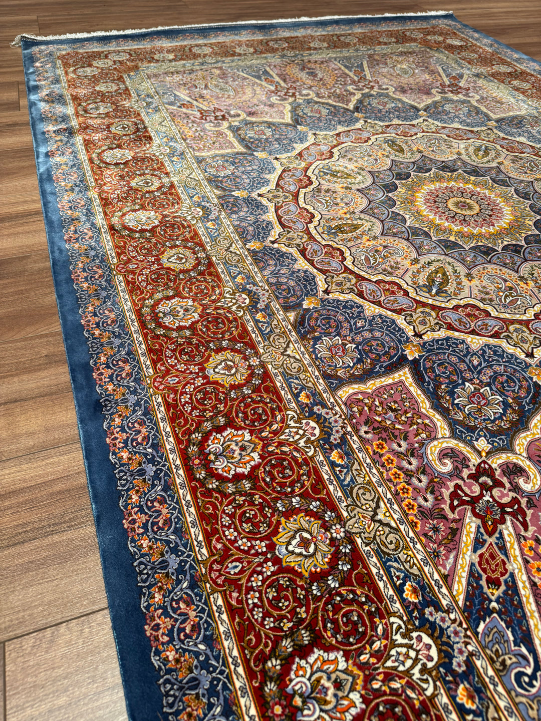 Iranian Sultanahmet Blue Modal Silk Rug 150x225 cm (3.38 square meters) - 5x7 ft