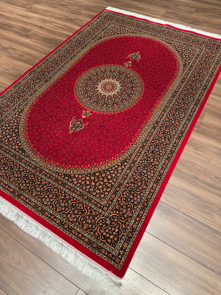 Iranian Medallion Red Modal Silk Rug 150x225 cm (3.38 square meters) - 5x7 ft