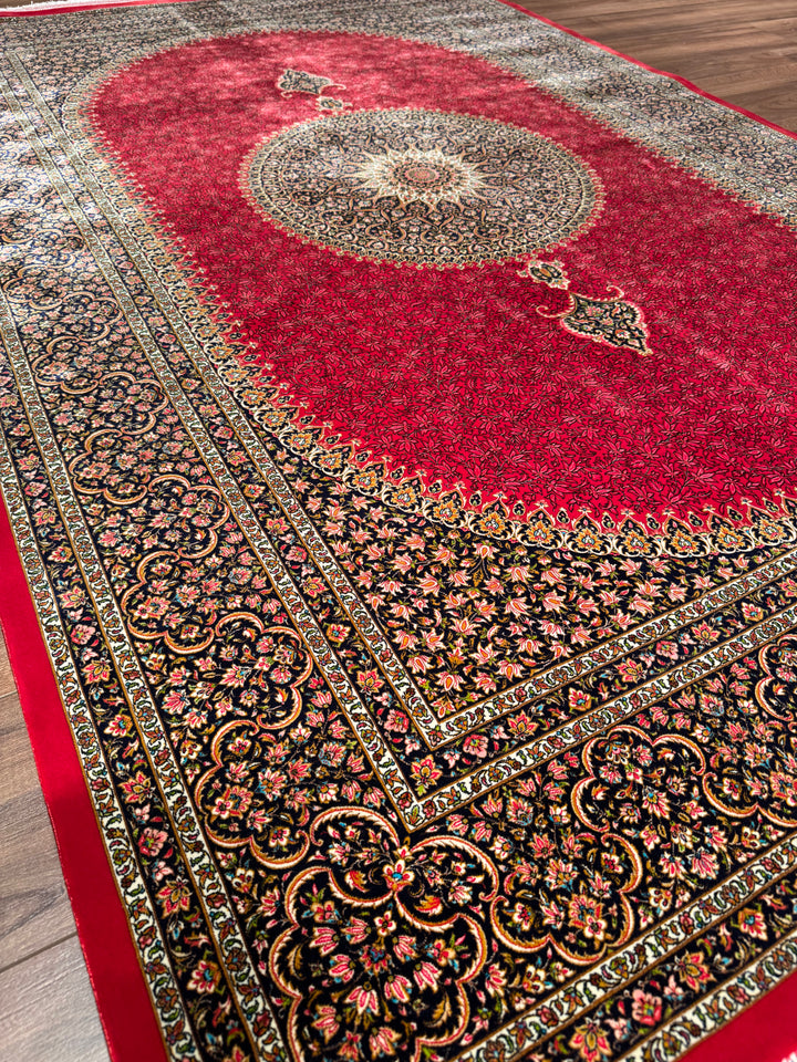 Iranian Medallion Red Modal Silk Rug 150x225 cm (3.38 square meters) - 5x7 ft