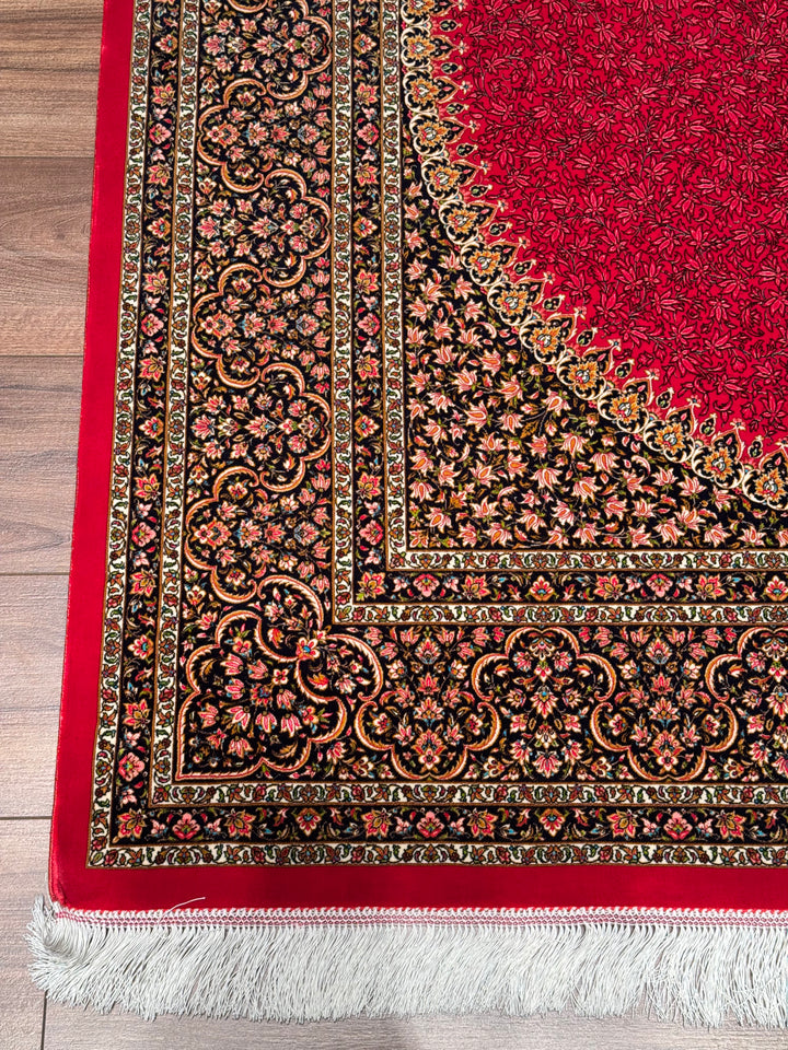 Iranian Medallion Red Modal Silk Rug 150x225 cm (3.38 square meters) - 5x7 ft