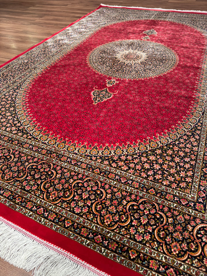 Iranian Medallion Red Modal Silk Rug 150x225 cm (3.38 square meters) - 5x7 ft