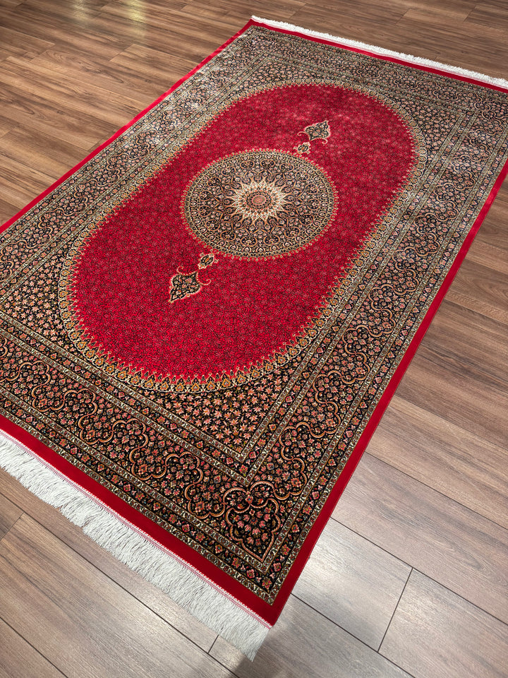 Iranian Medallion Red Modal Silk Rug 150x225 cm (3.38 square meters) - 5x7 ft