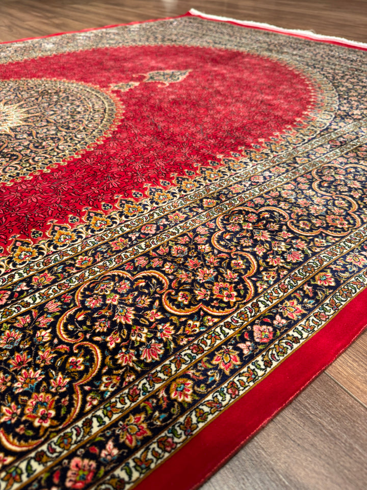 Iranian Medallion Red Modal Silk Rug 150x225 cm (3.38 square meters) - 5x7 ft
