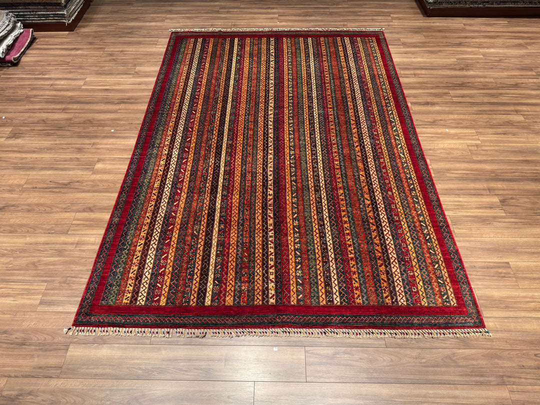 Shawl Original Hand Woven Red Vegetable Dyed Wool Carpet 248x353 8.75 Square Meters - 9x12 ft