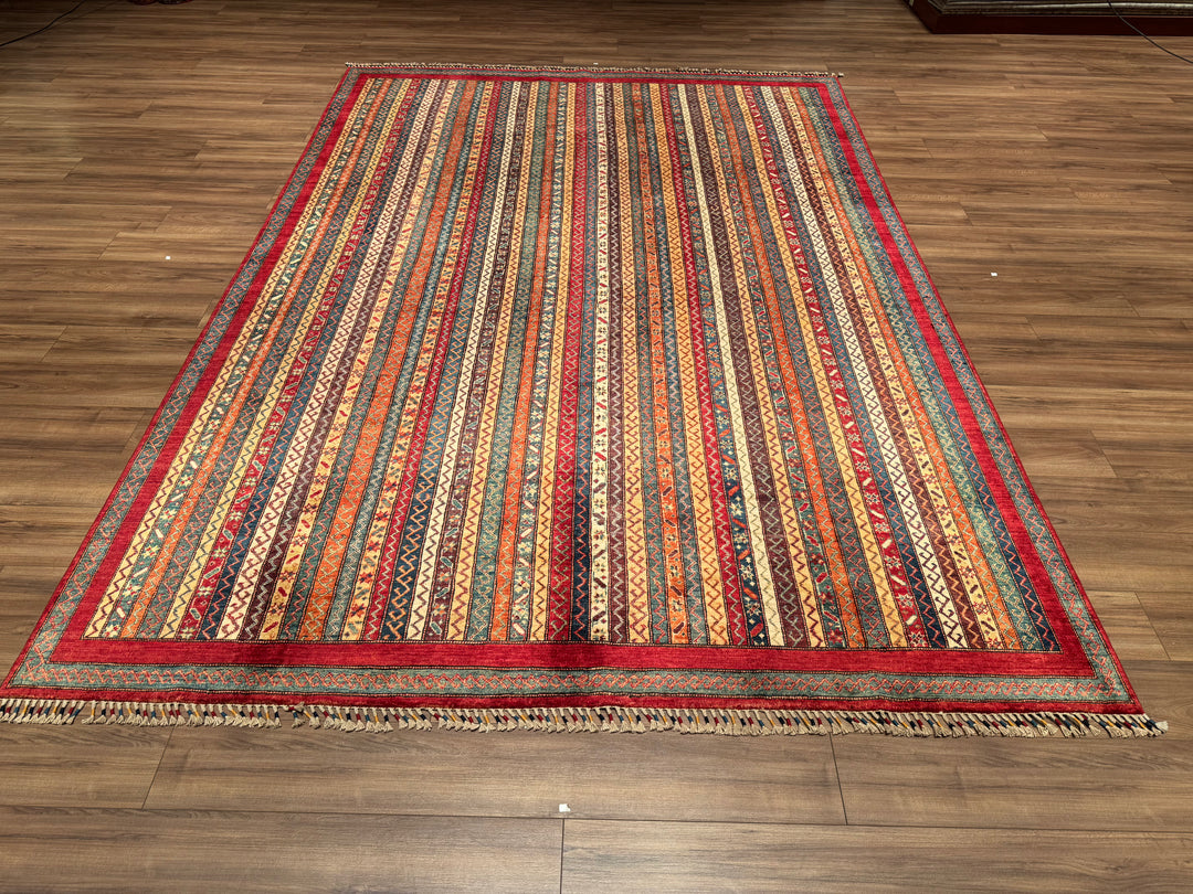 Shawl Original Hand Woven Red Vegetable Dyed Wool Carpet 248x353 8.75 Square Meters - 9x12 ft