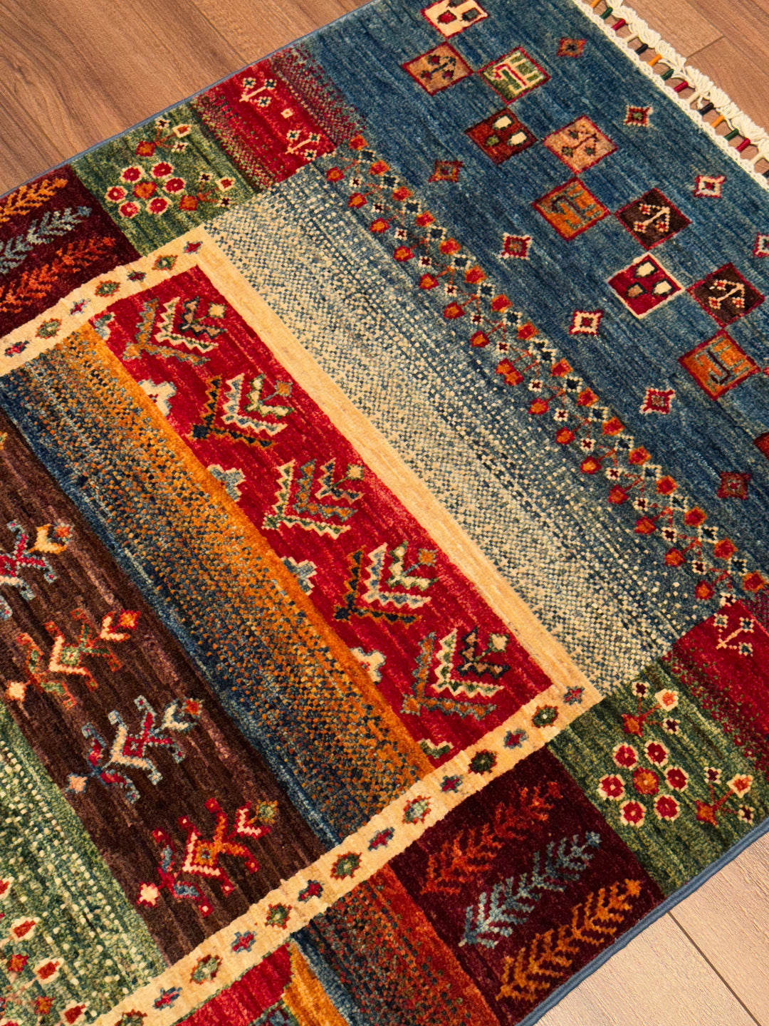 Khorjin Gabbe Desenli Orijinal El Dokuması Yolluk Multi Kök Boya Yün Halı 0.78x255 1.99 Metrekare - 3x8 ft