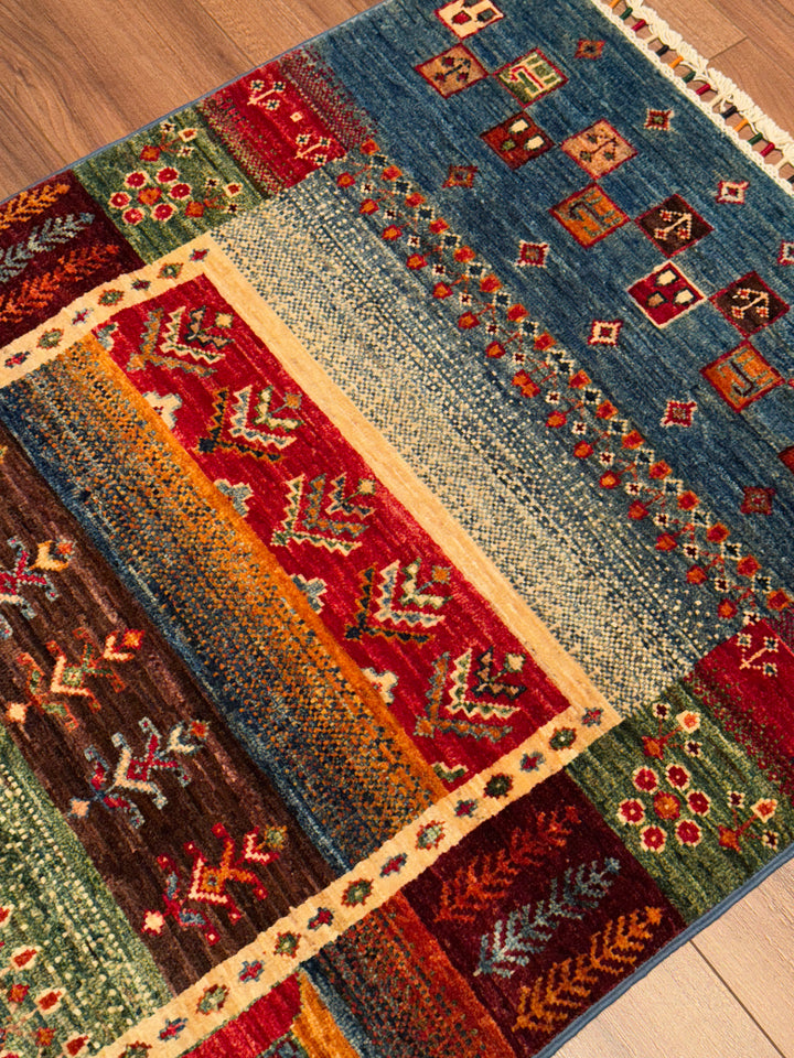 Khorjin Gabbe Desenli Orijinal El Dokuması Yolluk Multi Kök Boya Yün Halı 0.78x255 1.99 Metrekare - 3x8 ft