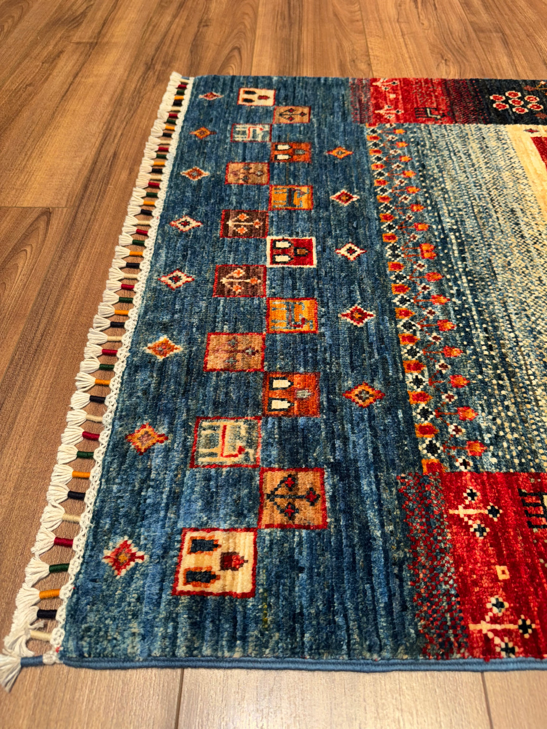 Khorjin Gabbe Desenli Orijinal El Dokuması Yolluk Multi Kök Boya Yün Halı 0.78x256 2 Metrekare - 3x8 ft