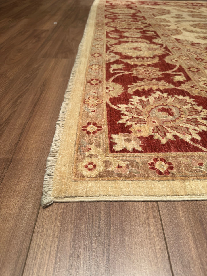 Uşak Original Hand Woven Cream Red Vegetable Dyed Wool Carpet 246x343 8.44 Square Meters - 9x12 ft