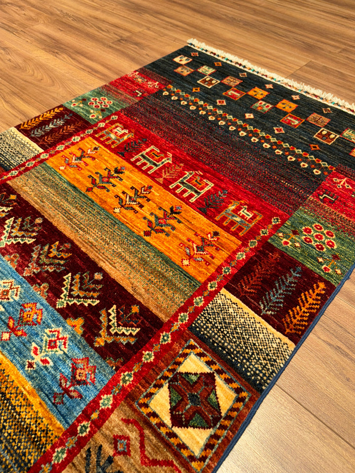 Khorjin Gabbe Desenli Orijinal El Dokuması Yolluk Multi Kök Boya Yün Halı 0.79x298 2.35 Metrekare - 3x10 ft