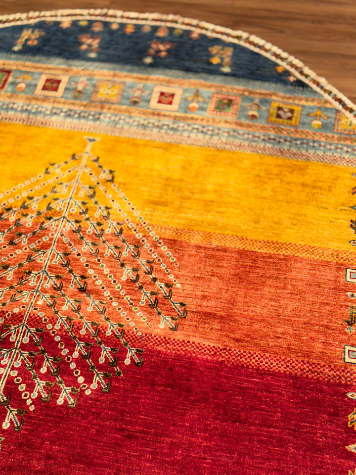 Khorjin Tree of Life Round Original Hand-Woven Multi  Wool Carpet 199x207 4.12 Square Meters - 6x6 ft
