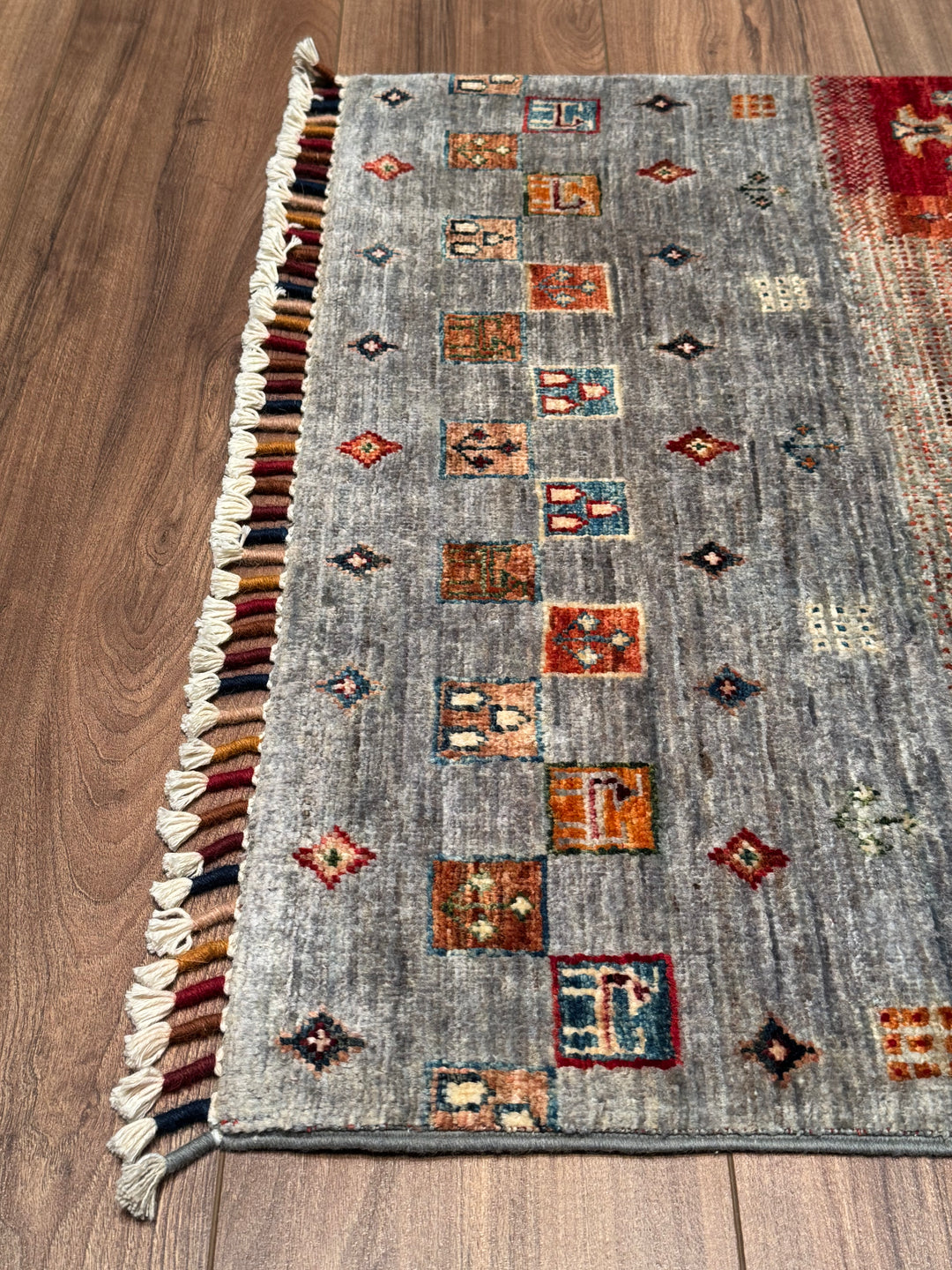 Khorjin Gabbe Desenli Orijinal El Dokuması Yolluk Multi Kök Boya Yün Halı 0.78x263 2.05 Metrekare - 3x8 ft