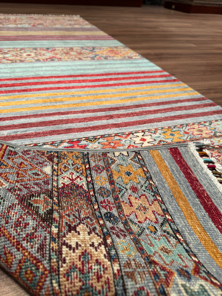 Khorjin Orijinal El Dokuması Yolluk Gri Kök Boya Yün Halı 0.82x260 2.13 Metrekare - 3x8 ft