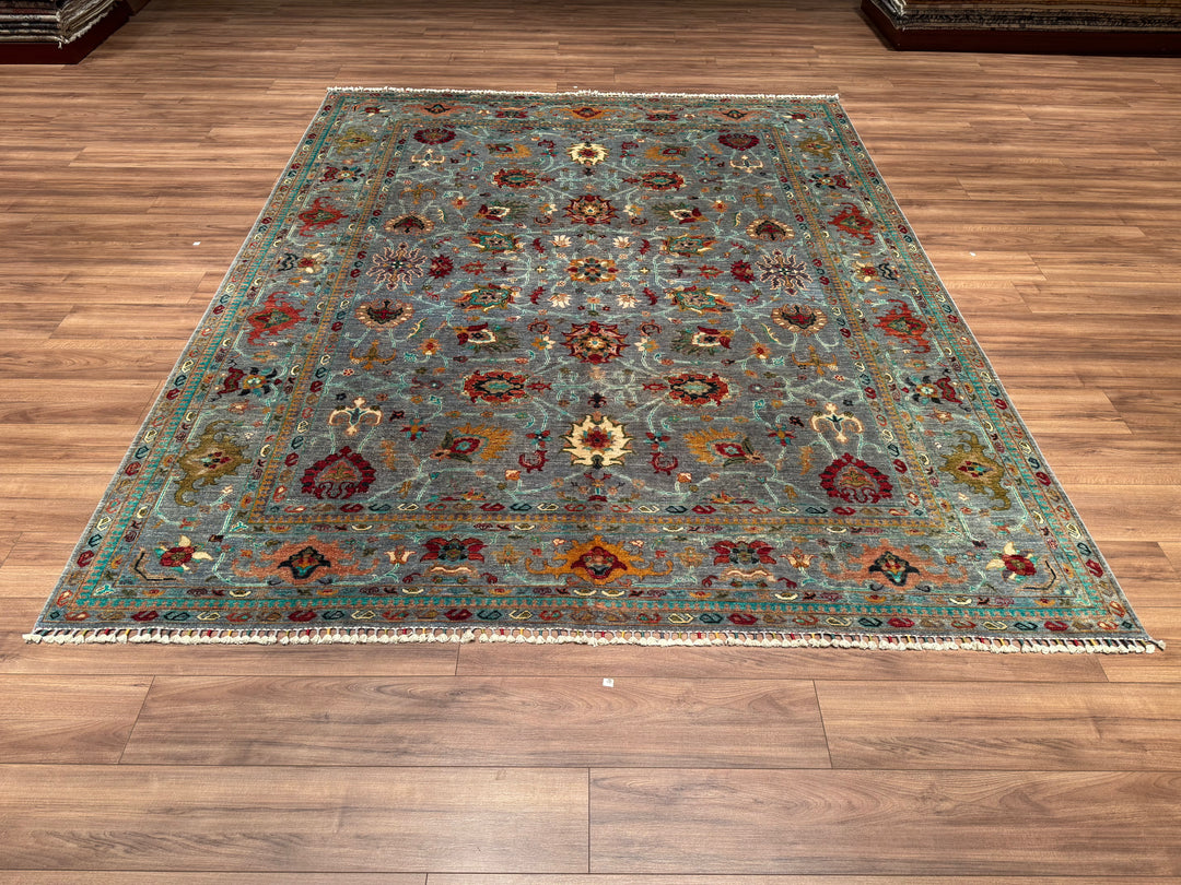 Sultani Binbirgece Original Hand Woven Gray Vegetable Dyed Wool Carpet 244x298 7.27 Square Meters - 8x10 ft