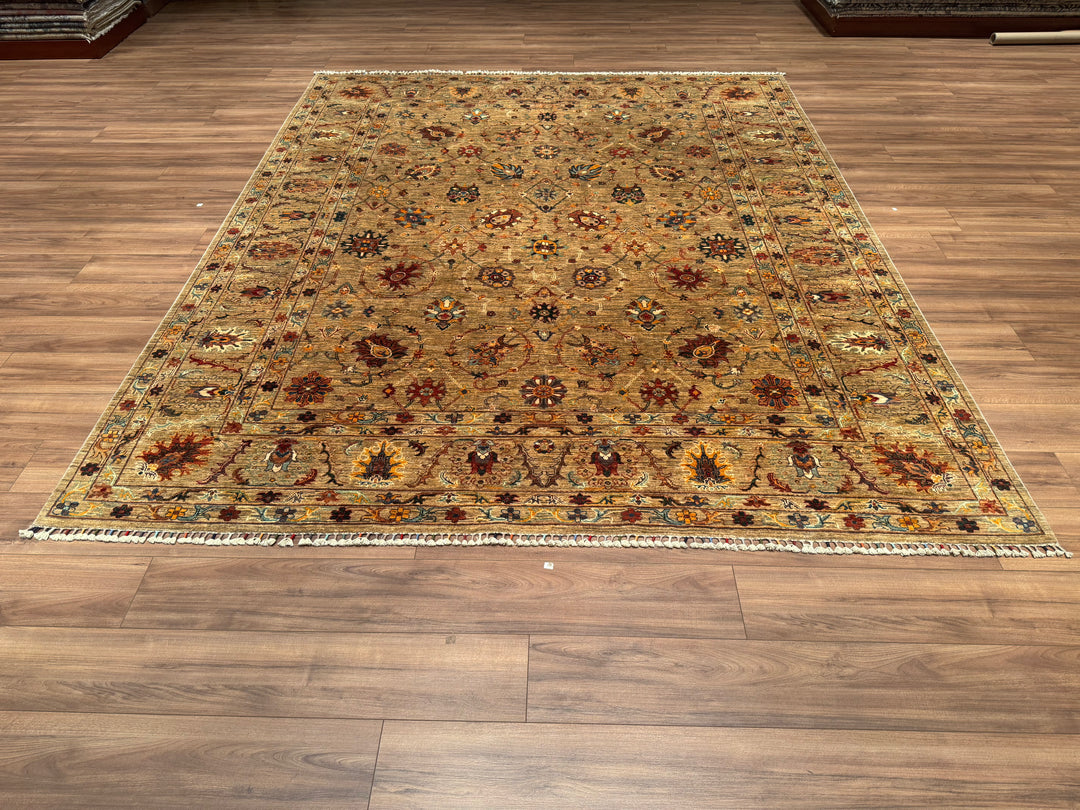 Sultani Binbirgece Original Hand Woven Beige Vegetable Dyed Wool Carpet 250x307 7.68 Square Meters - 8x10 ft