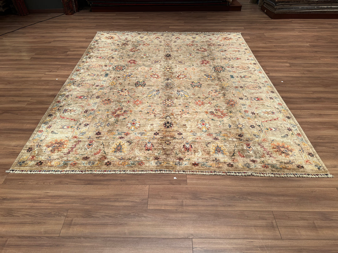 Sultani Binbirgece Original Hand Woven Beige Vegetable Dyed Wool Carpet 250x307 7.68 Square Meters - 8x10 ft