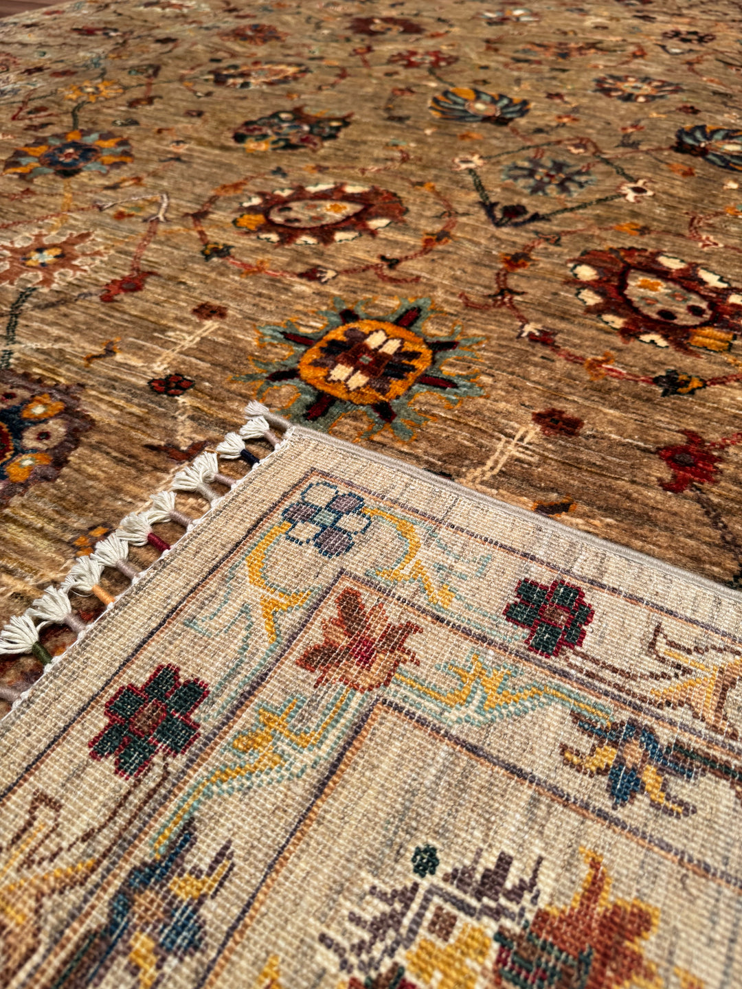 Sultani Binbirgece Original Hand Woven Beige Vegetable Dyed Wool Carpet 250x307 7.68 Square Meters - 8x10 ft