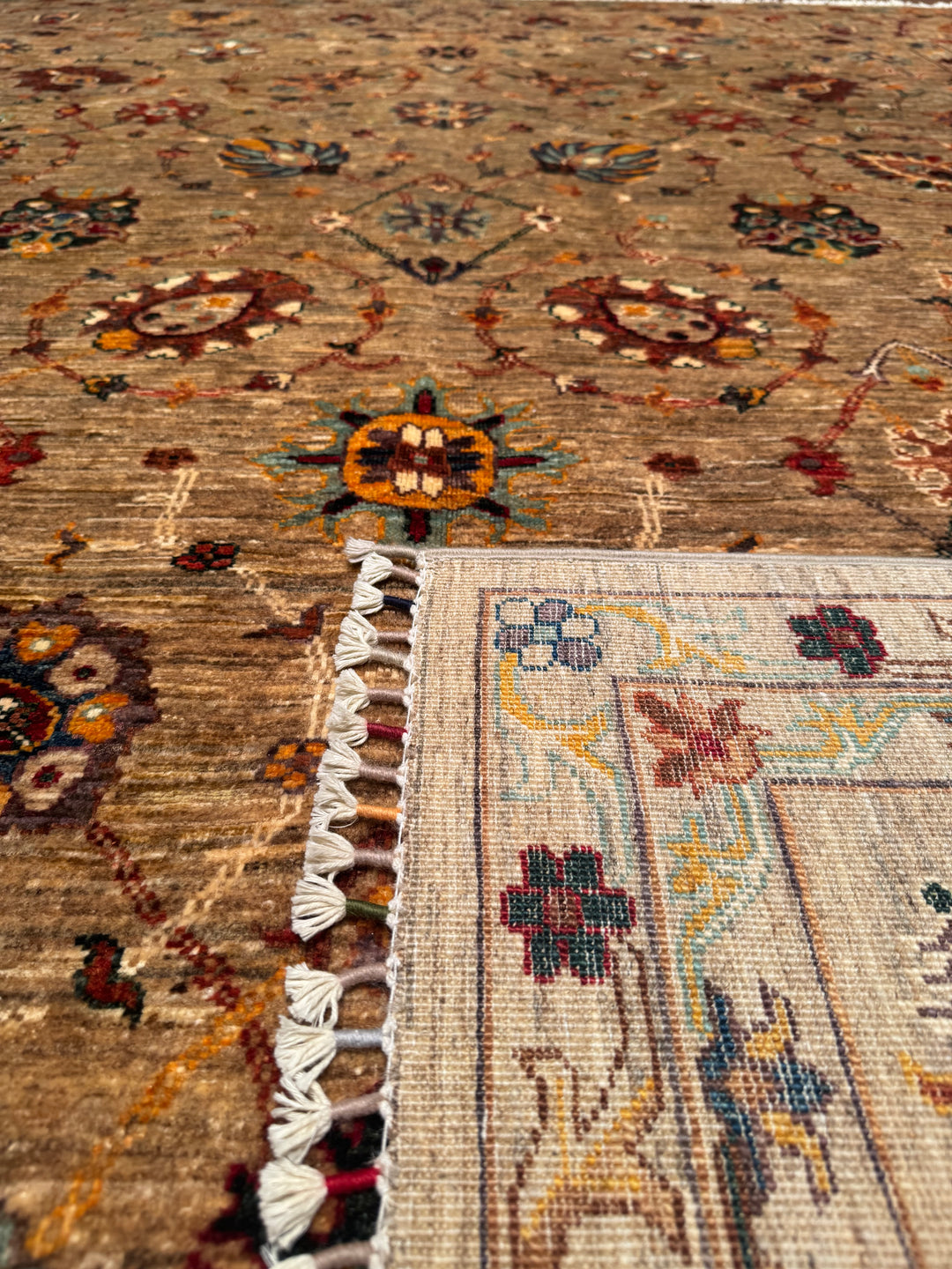 Sultani Binbirgece Original Hand Woven Beige Vegetable Dyed Wool Carpet 250x307 7.68 Square Meters - 8x10 ft