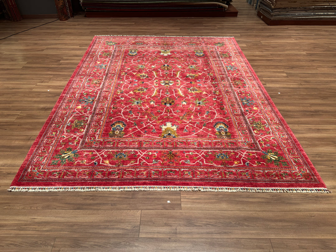 Sultani Binbirgece Orjinal El Dokuması Kırmızı Kök Boya Yün Halı 247x316 7.81 Metrekare - 9x12 ft