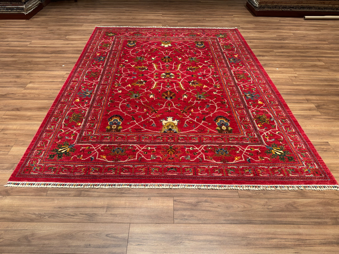 Sultani Binbirgece Orjinal El Dokuması Kırmızı Kök Boya Yün Halı 247x316 7.81 Metrekare - 9x12 ft