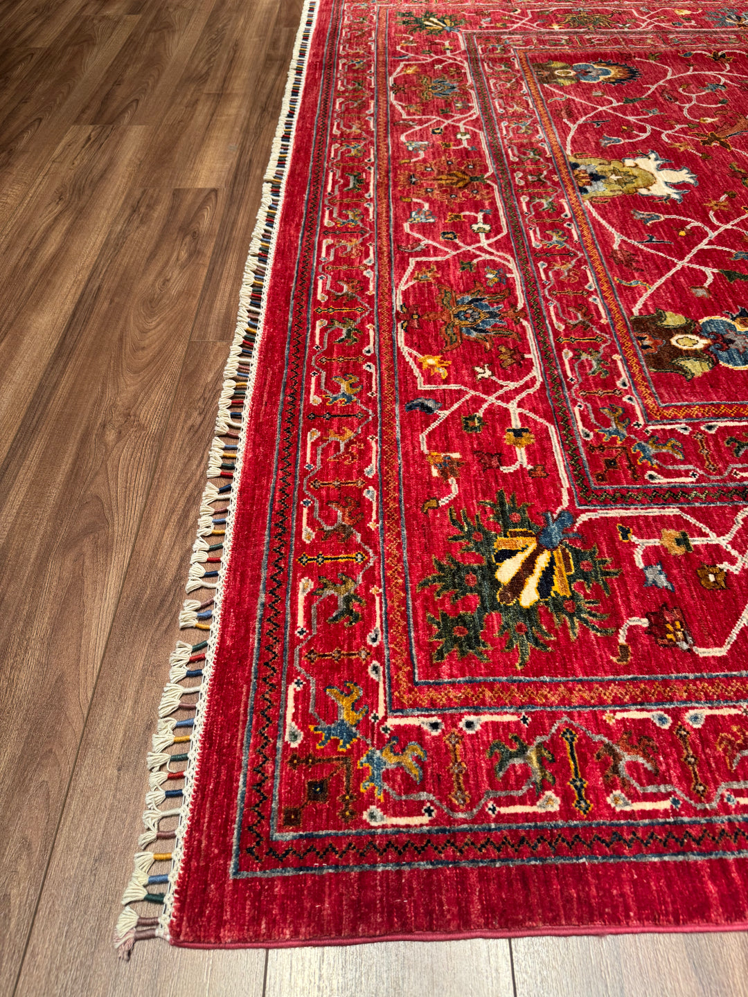 Sultani Binbirgece Orjinal El Dokuması Kırmızı Kök Boya Yün Halı 247x316 7.81 Metrekare - 9x12 ft