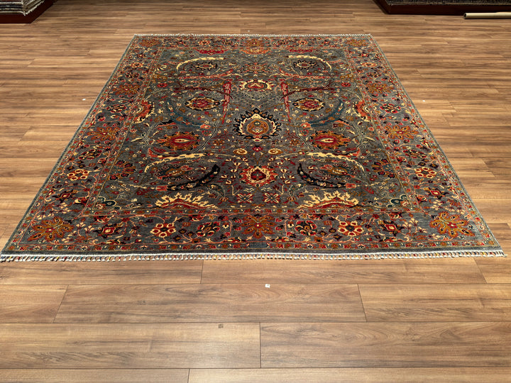 Mamluk Original Hand Woven Gray Vegetable Dyed Wool Carpet 258x287 7.40 Square Meters - 8x10 ft