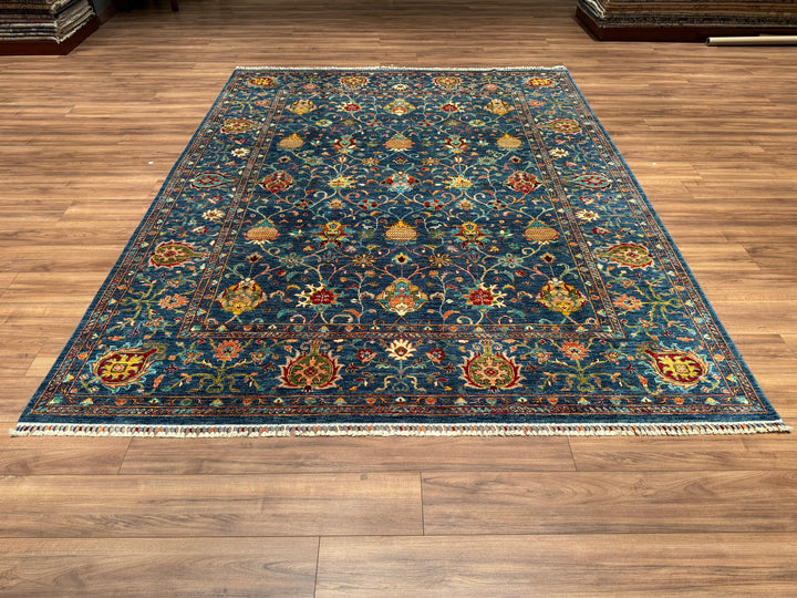 Sultani Binbirgece Orjinal El Dokuması Mavi Kök Boya Yün Halı 249x313 7.79 Metrekare - 8x10 ft