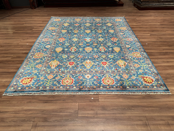 Sultani Binbirgece Orjinal El Dokuması Mavi Kök Boya Yün Halı 249x313 7.79 Metrekare - 8x10 ft