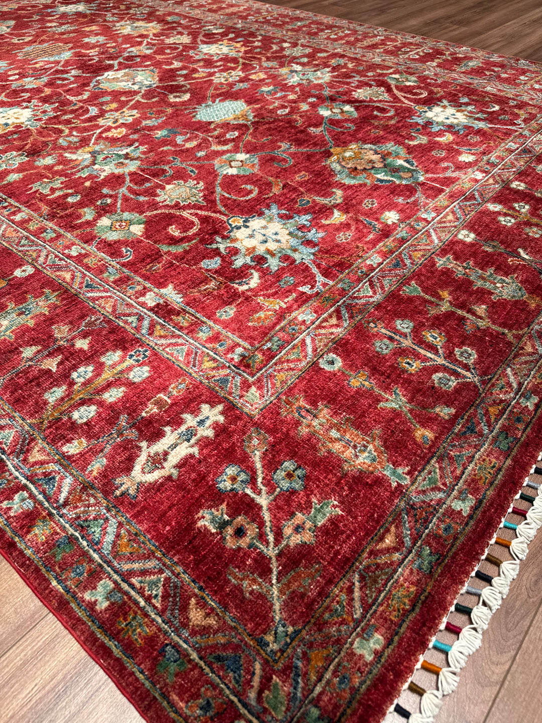 Sultani One Thousand and One Nights Original Handwoven Red Vegetable Dyed Wool Rug 209x301 cm (6.29 square meters) - 8x10 ft