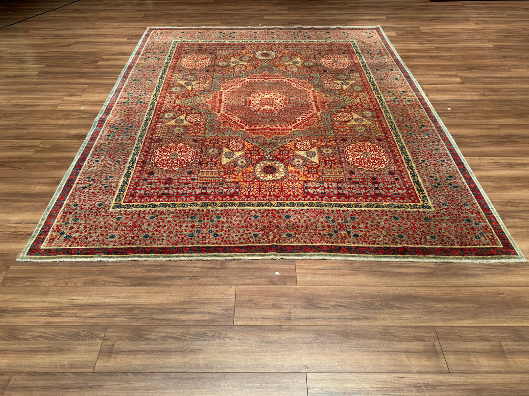 Mamluk Original Hand Woven Red Vegetable Dyed Wool Carpet 251x305 7.66 Square Meters - 8x10 ft