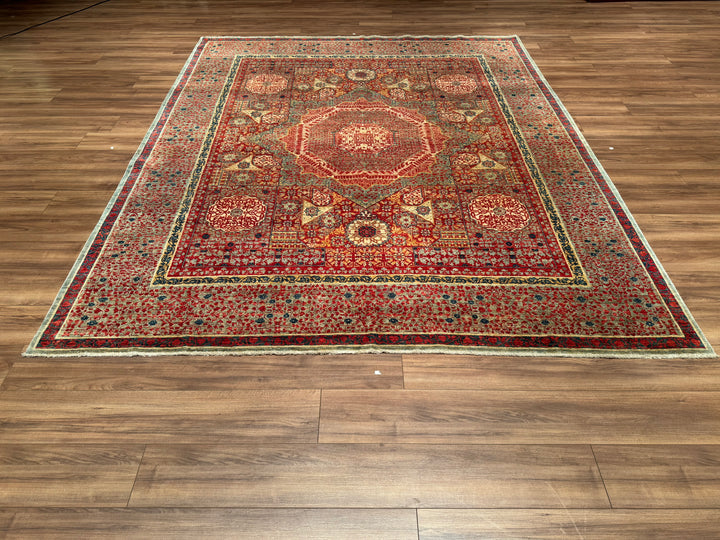 Mamluk Original Hand Woven Red Vegetable Dyed Wool Carpet 251x305 7.66 Square Meters - 8x10 ft