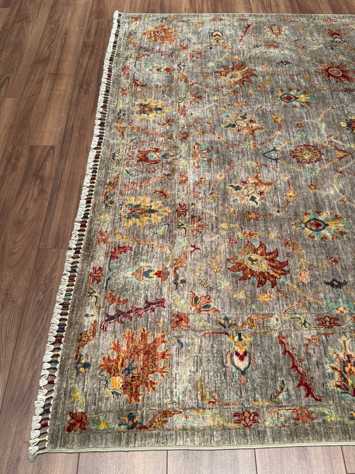 Sultani One Thousand and One Nights Original Handwoven Grey Vegetable Dyed Wool Rug 196x290 cm (5.68 square meters) - 7x10 ft