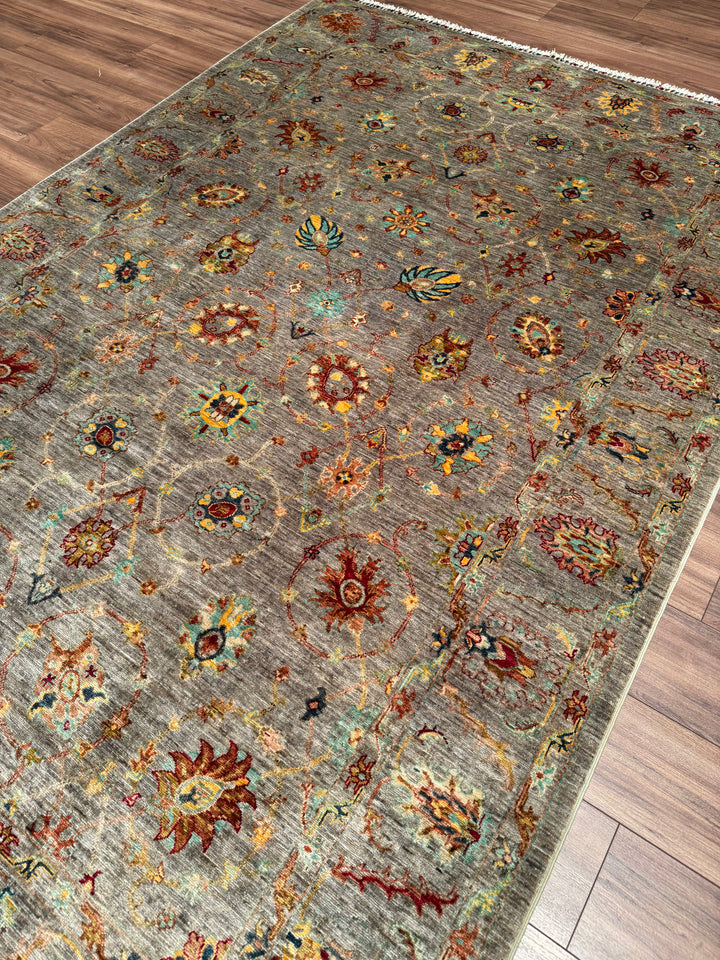 Sultani One Thousand and One Nights Original Handwoven Grey Vegetable Dyed Wool Rug 196x290 cm (5.68 square meters) - 7x10 ft