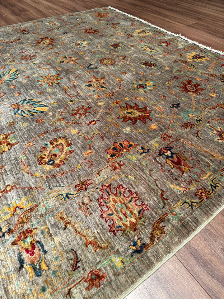 Sultani One Thousand and One Nights Original Handwoven Grey Vegetable Dyed Wool Rug 196x290 cm (5.68 square meters) - 7x10 ft