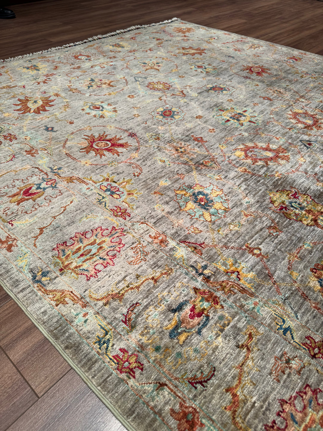 Sultani One Thousand and One Nights Original Handwoven Grey Vegetable Dyed Wool Rug 196x290 cm (5.68 square meters) - 7x10 ft