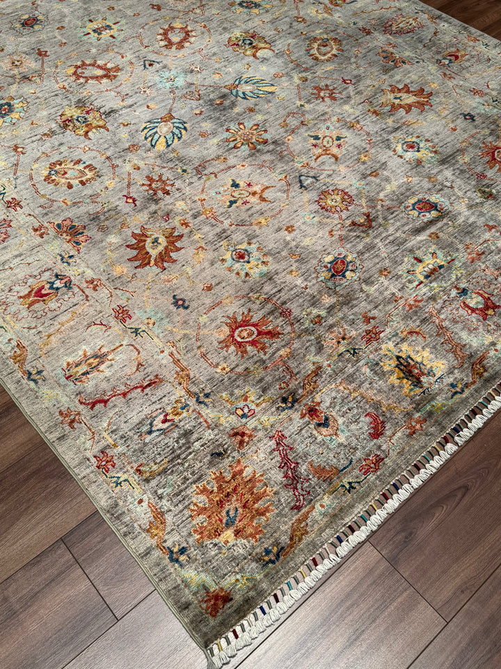 Sultani One Thousand and One Nights Original Handwoven Grey Vegetable Dyed Wool Rug 196x290 cm (5.68 square meters) - 7x10 ft